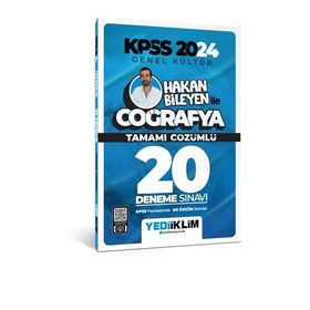 Yediiklim Yayınları - 2024 KPSS Genel Kültür Hakan Bileyen ile Coğrafya Tamamı Çözümlü 20 Deneme