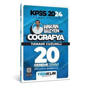 Yediiklim Yayınları - 2024 KPSS Genel Kültür Hakan Bileyen ile Coğrafya Tamamı Çözümlü 20 Deneme