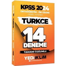 Yediiklim Yayınları 2024 KPSS Ortaöğretim Ön Lisans Genel Yetenek Türkçe 14 Deneme Tamamı Çözümlü