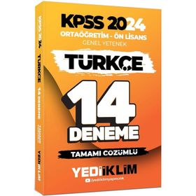 Yediiklim Yayınları 2024 KPSS Ortaöğretim Ön Lisans Genel Yetenek Türkçe 14 Deneme Tamamı Çözümlü