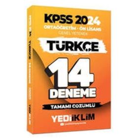 Yediiklim Yayınları 2024 KPSS Ortaöğretim Ön Lisans Genel Yetenek Türkçe 14 Deneme Tamamı Çözümlü