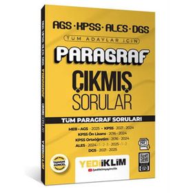 Yediiklim Yayınları 2026 AGS KPSS ALES DGS Tüm Adaylar İçin Paragraf Tamamı PDF Çözümlü Tüm Paragraf Soruları Çıkmış Sorular