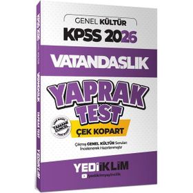 Yediiklim Yayınları 2026 KPSS Genel Kültür Vatandaşlık Çek Kopart Yaprak Test