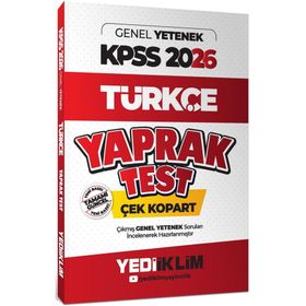 Yediiklim Yayınları 2026 KPSS Genel Yetenek Türkçe Çek Kopart Yaprak Test