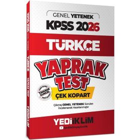 Yediiklim Yayınları 2026 KPSS Genel Yetenek Türkçe Çek Kopart Yaprak Test