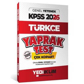 Yediiklim Yayınları 2026 KPSS Genel Yetenek Türkçe Çek Kopart Yaprak Test