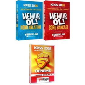 Yediiklim Yayınları 2026 KPSS Lise Ortaöğretim Ön Lisans MEMUR OL Genel Yetenek Genel Kültür 3'lü Set Konu Anlatım Soru Bankası 5 Deneme