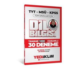Yediiklim Yayınları 2026 KPSS MSÜ TYT Dil Bilgisi Tamamı Video Çözümlü Tüm Sınavlar için 30 Deneme