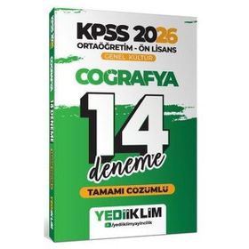 Yediiklim Yayınları 2026 KPSS Ortaöğretim Ön Lisans Genel Kültür Coğrafya Tamamı Çözümlü 14 Deneme