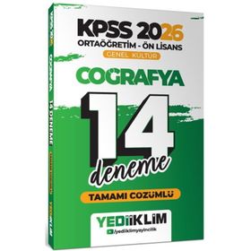 Yediiklim Yayınları 2026 KPSS Ortaöğretim Ön Lisans Genel Kültür Coğrafya Tamamı Çözümlü 14 Deneme