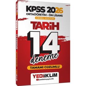 Yediiklim Yayınları 2026 KPSS Ortaöğretim Ön Lisans Genel Kültür Tarih Tamamı Çözümlü 14 Deneme