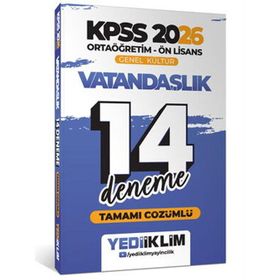Yediiklim Yayınları 2026 KPSS Ortaöğretim Ön Lisans Genel Kültür Vatandaşlık Tamamı Çözümlü 14 Deneme