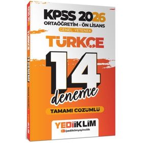 Yediiklim Yayınları 2026 KPSS Ortaöğretim Ön Lisans Genel Yetenek Türkçe Tamamı Çözümlü 14 Deneme