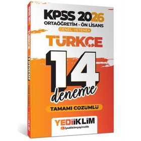 Yediiklim Yayınları 2026 KPSS Ortaöğretim Ön Lisans Genel Yetenek Türkçe Tamamı Çözümlü 14 Deneme