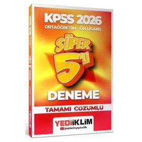 Yediiklim Yayınları 2026 KPSS Ortaöğretim Önlisans Genel Yetenek Genel Kültür Tamamı Çözümlü Süper 5 Deneme