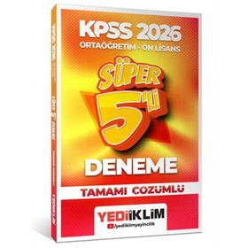 Yediiklim Yayınları 2026 KPSS Ortaöğretim Önlisans Genel Yetenek Genel Kültür Tamamı Çözümlü Süper 5 Deneme