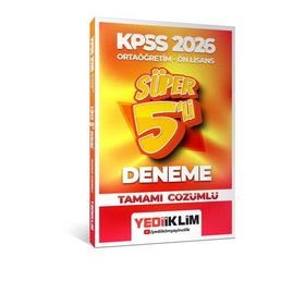 Yediiklim Yayınları 2026 KPSS Ortaöğretim Önlisans Genel Yetenek Genel Kültür Tamamı Çözümlü Süper 5 Deneme