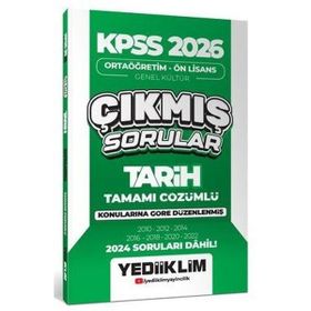 Yediiklim Yayınları 2026 KPSS Ortaöğretim Önlisans Tarih Konularına Göre Çıkmış Sorular