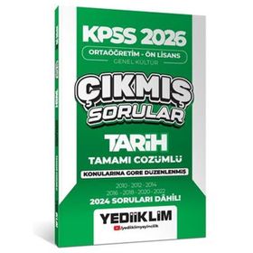Yediiklim Yayınları 2026 KPSS Ortaöğretim Önlisans Tarih Konularına Göre Çıkmış Sorular