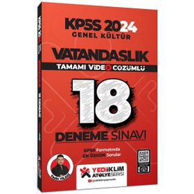 Yediiklim Yayınları - Kpss 2024 Genel Kültür Vatandaşlık Tamamı Video Çözümlü 18 Deneme Sınavı