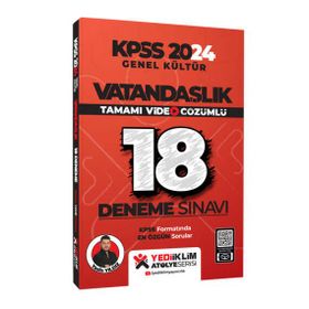 Yediiklim Yayınları - Kpss 2024 Genel Kültür Vatandaşlık Tamamı Video Çözümlü 18 Deneme Sınavı