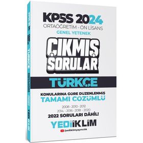 Yediiklim Yayınları KPSS 2024 Ortaöğretim-Önlisans Türkçe Konularına Göre Çıkmış Sorular