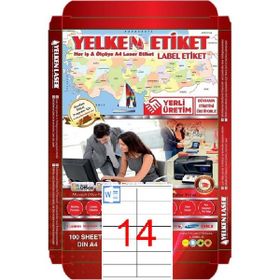 Yelken YN-5514 14'lü A4 105x38 cm 1400'lü Beyaz Laser Etiket