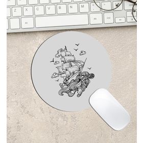 Yelkenli Gemi Yuvarlak Mouse Pad