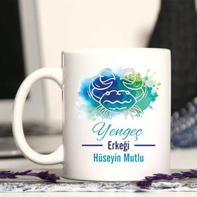 Yengeç Burcu Baskılı Seramik Kupa Bardak