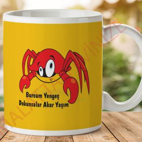 Yengeç Burcu Baskılı Seramik Kupa Bardak