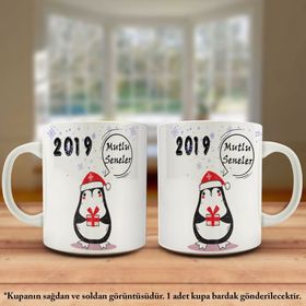 Yeni Yıl 2019 Mutlu Yıllar Penguen Mizahi Kupa Bardak