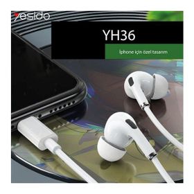 Yesido YH36 Beyaz Aktif Gürültü Engelleyici Özellikli Lightning Kablolu Kulaklık