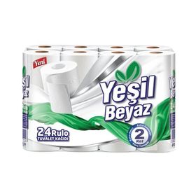 Yeşil Beyaz Çift Katlı 24'lü Tuvalet Kağıdı