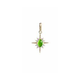 Yeşil Oval Taşlı Kutup Yıldızı Kilitli Charm Kolye Ucu