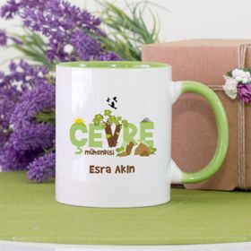 Yeşil Renkli Çevre Mühendisi Kupa Bardak