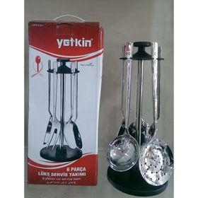Yetkin Çelik Pırlanta Sade 6 Parça Askılı Kepçe Servis Seti Takımı