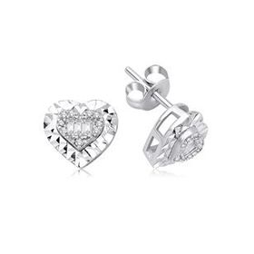 Yetkin Diamond 0.15 Karat Pırlanta Baget Kalp Küpe