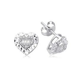 Yetkin Diamond 0.15 Karat Pırlanta Baget Kalp Küpe