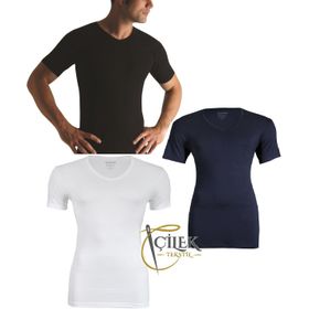 Yıldız 151 V Yaka Siyah Erkek T-Shirt