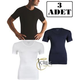 Yıldız 151 V Yaka Siyah Erkek T-Shirt