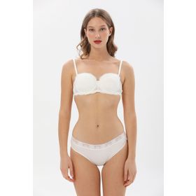 Yıldız 3523 Ekru Kadın Likralı Beli Dantelli Bikini Külot