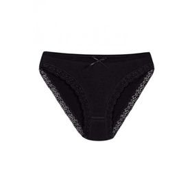 Yıldız 3791 Siyah 12 Adet Kadın Likralı Dantelli Bikini Külot
