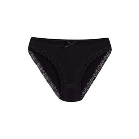 Yıldız 3791 Siyah 12 Adet Kadın Likralı Dantelli Bikini Külot