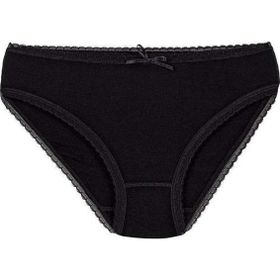 Yıldız 3881 Siyah 12 Adet Kadın Bambu Dantelli Bikini Külot
