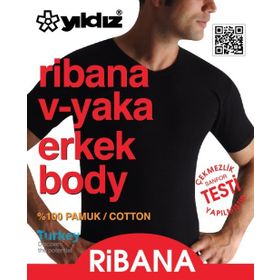 Yıldız Çamaşır 60 Siyah Ribana V Yaka Erkek Fanila Atlet