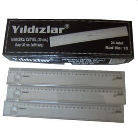 Yıldızlar Standart 30 cm 10 Plastik Mercekli Cetvel