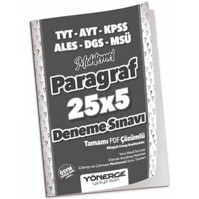 YKS TYT AYT KPSS ALES DGS MSÜ Muhtemel Paragraf 25x5 Deneme Çözümlü Yönerge Yayınları