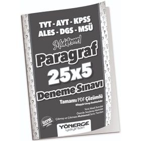 YKS TYT AYT KPSS ALES DGS MSÜ Muhtemel Paragraf 25x5 Deneme Çözümlü Yönerge Yayınları