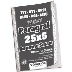 YKS TYT AYT KPSS ALES DGS MSÜ Muhtemel Paragraf 25x5 Deneme Çözümlü Yönerge Yayınları