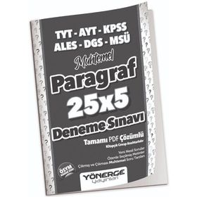 YKS TYT AYT KPSS ALES DGS MSÜ Muhtemel Paragraf 25x5 Deneme Çözümlü Yönerge Yayınları